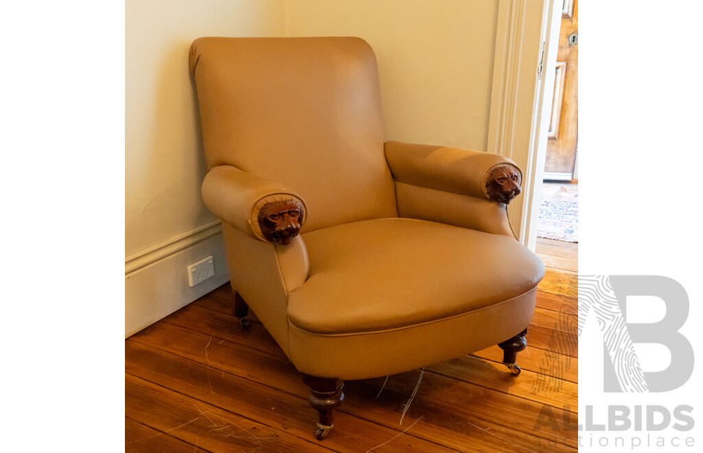 Georgian Style Leather Upholstered Library Chair