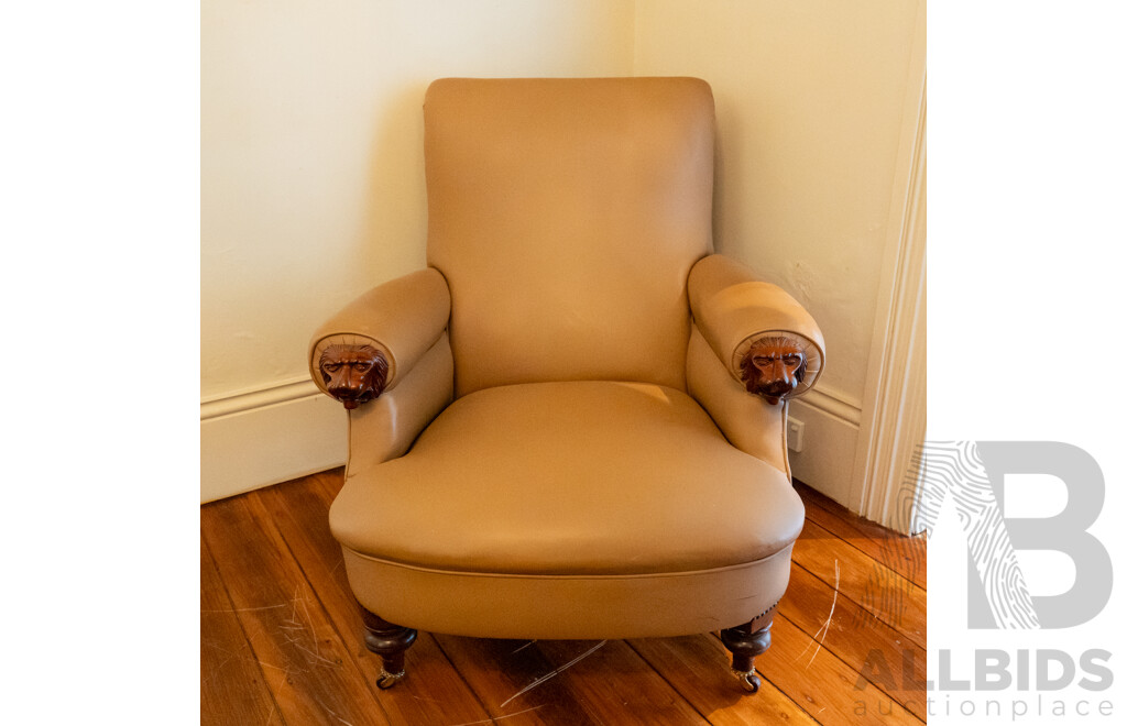 Georgian Style Leather Upholstered Library Chair