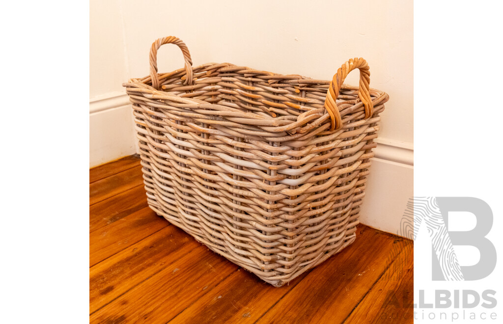 Twin Handle Cane Kindling Basket