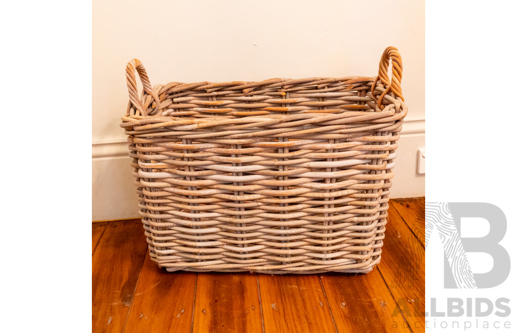 Twin Handle Cane Kindling Basket