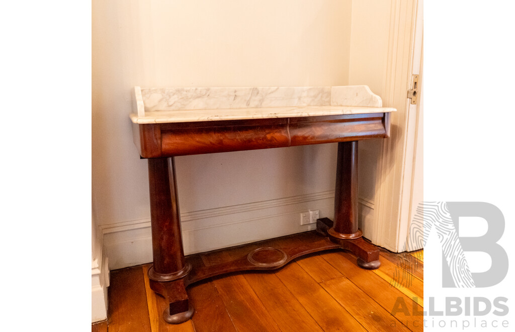 Victorian Flame Mahogany Marble Top Wash Stand