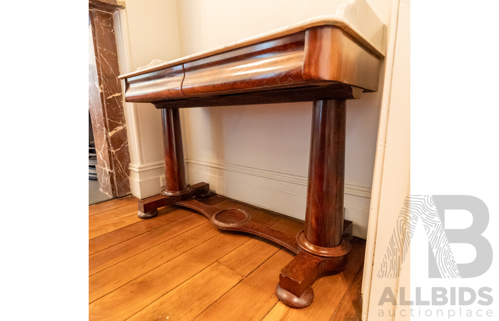 Victorian Flame Mahogany Marble Top Wash Stand