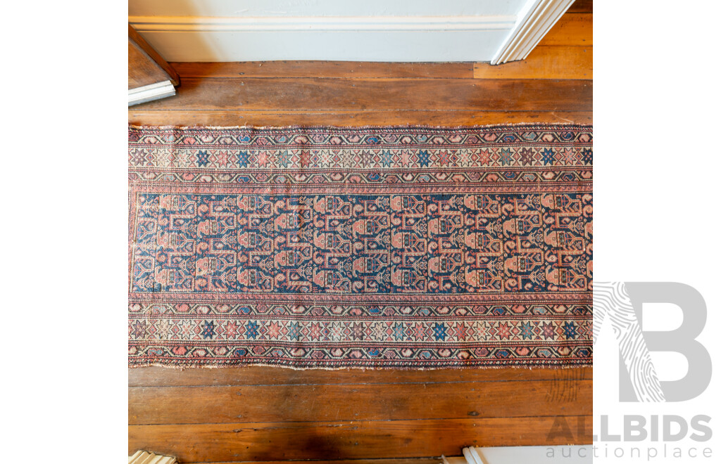 Antique Hand Knotted Caucasian Akstafa Wool Hall Runner