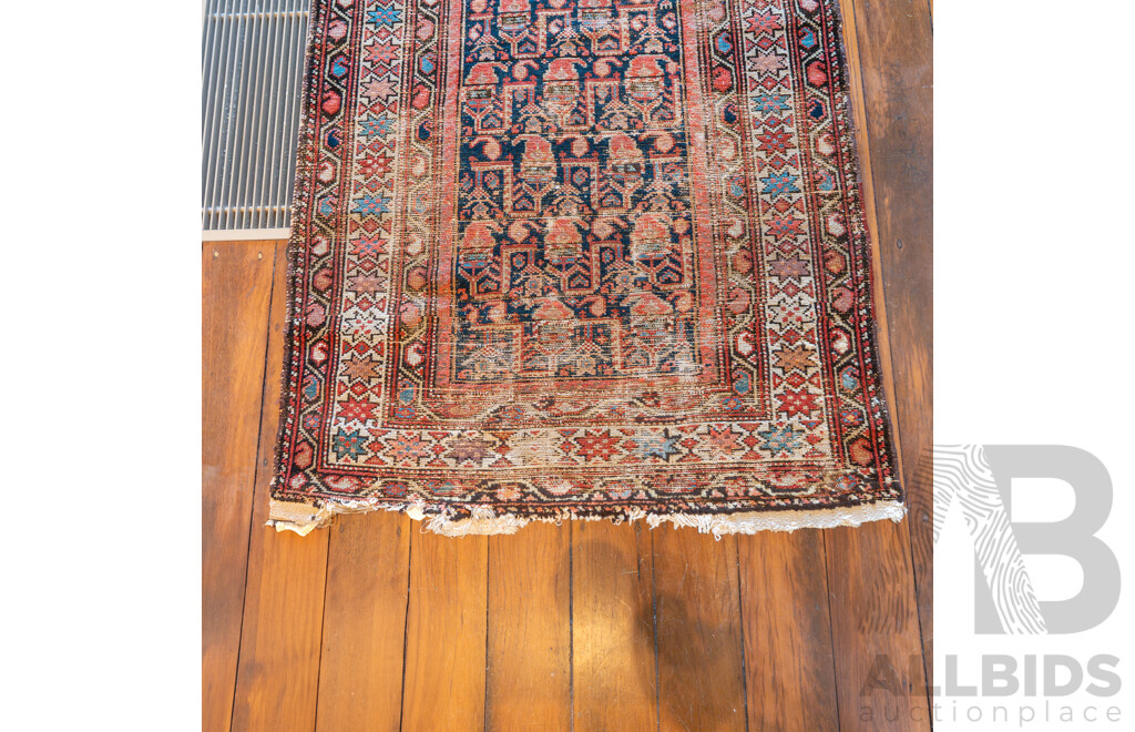 Antique Hand Knotted Caucasian Akstafa Wool Hall Runner