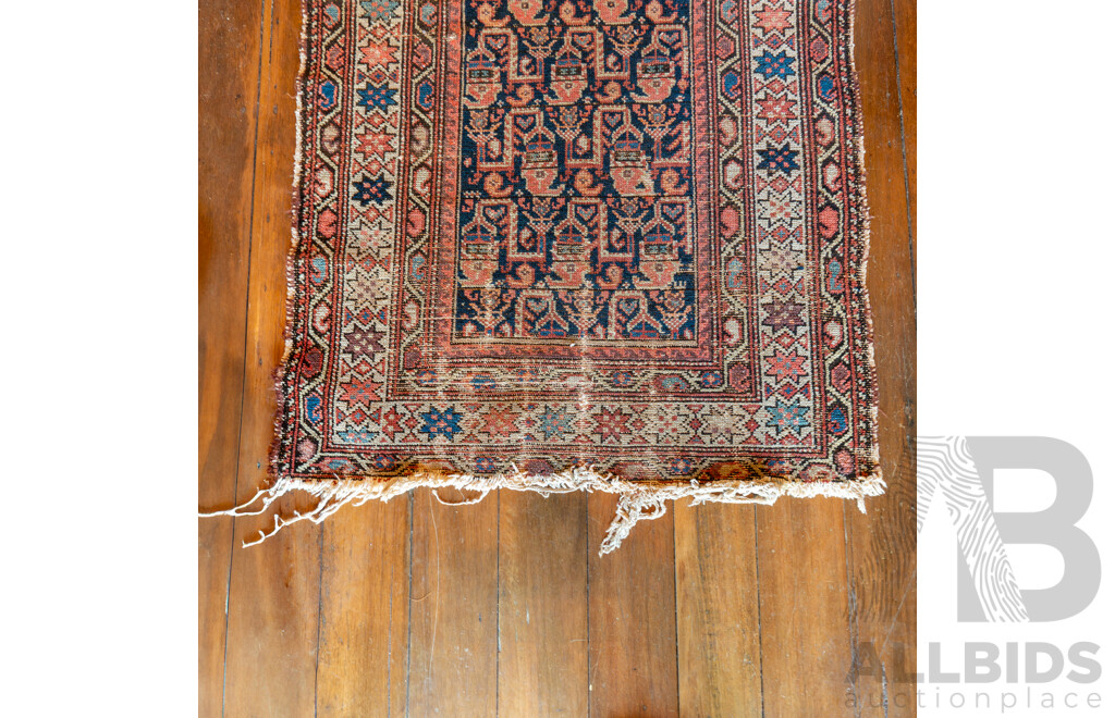 Antique Hand Knotted Caucasian Akstafa Wool Hall Runner