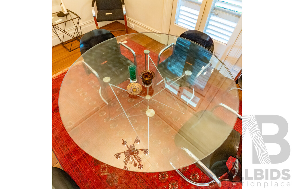 Modern Chrome Base, Double Glass Topped Dining Table