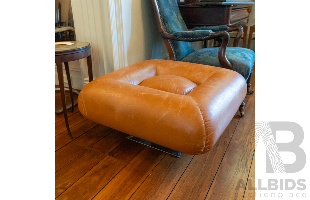 Modernist Leather Ottoman