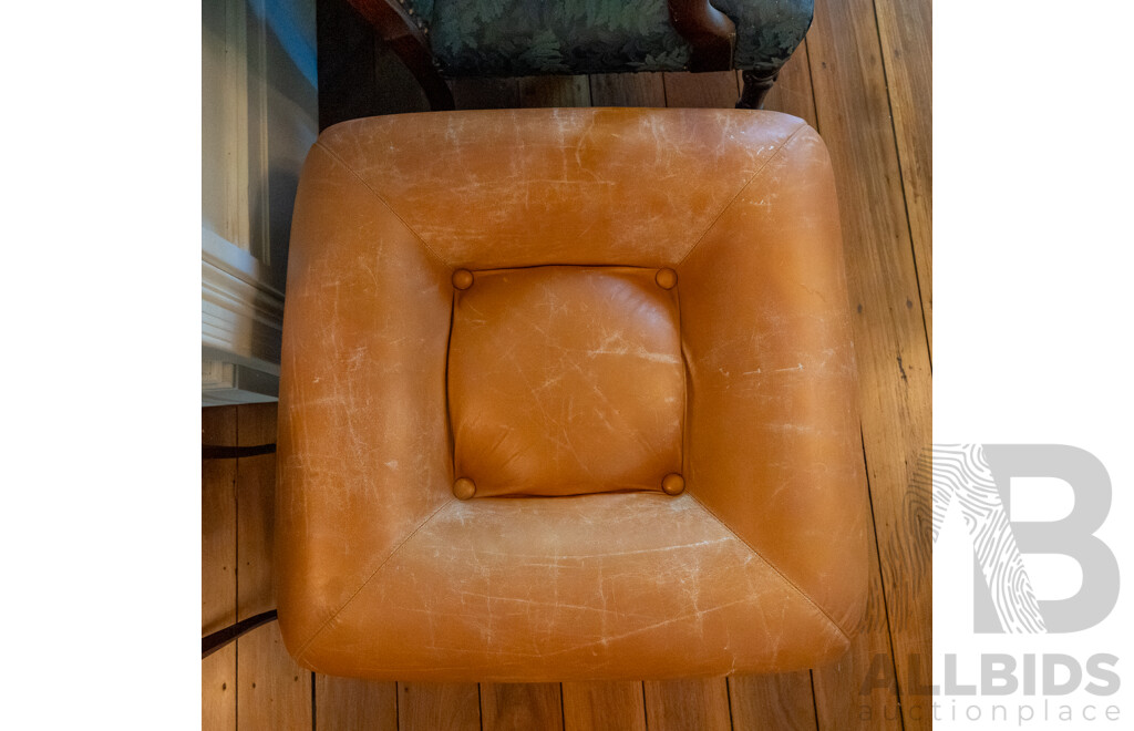 Modernist Leather Ottoman