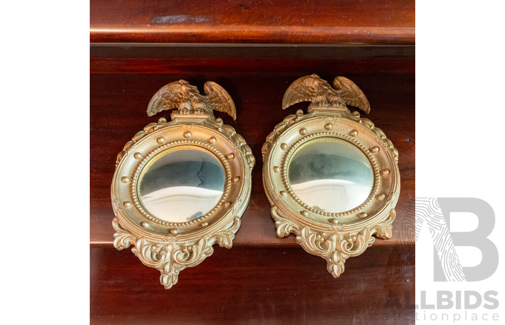 Pair of Moulded Gilt Convex Mirror Syroco Wood