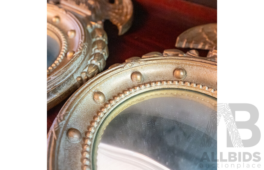 Pair of Moulded Gilt Convex Mirror Syroco Wood