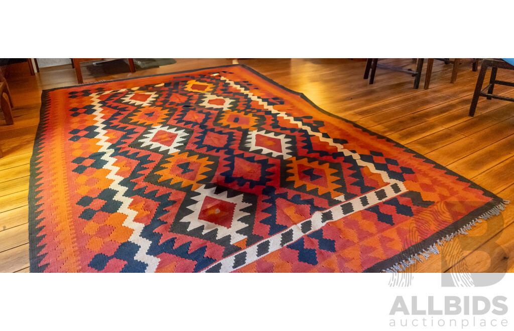 Vintage Hand Woven Afghan Wool Kilim