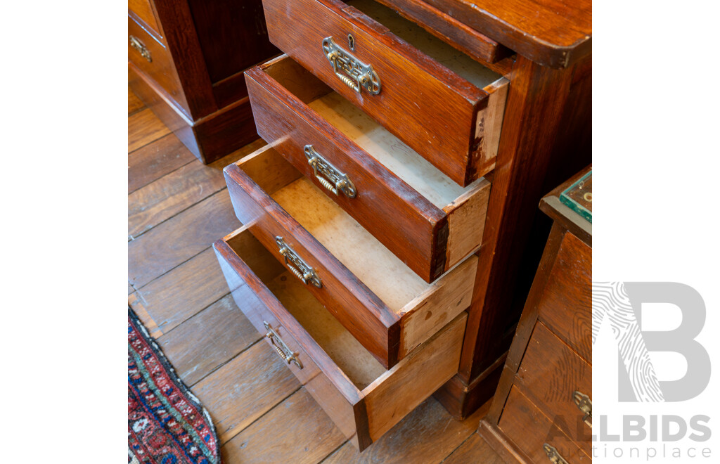 Edwardian Oak Twin Pedestal Clerks Desk