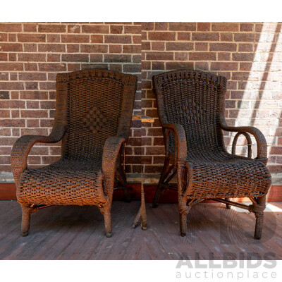 Pair of Turn of the Century Seagrass Armchairs