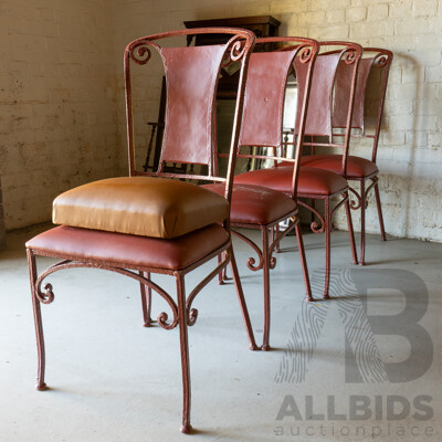 Set of Four French Wrought Iron Cafe Chairs