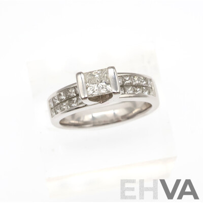 18ct Michael Hill Jewellers Diamond Engagement & Wedding Ring Set, TDW 1.51CT, Size L1/2, 11.79 Grams