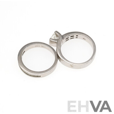 18ct Michael Hill Jewellers Diamond Engagement & Wedding Ring Set, TDW 1.51CT, Size L1/2, 11.79 Grams