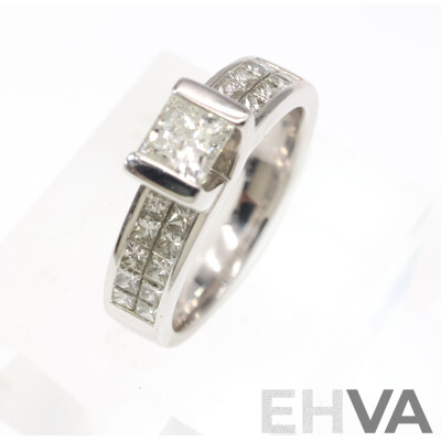 18ct Michael Hill Jewellers Diamond Engagement & Wedding Ring Set, TDW 1.51CT, Size L1/2, 11.79 Grams