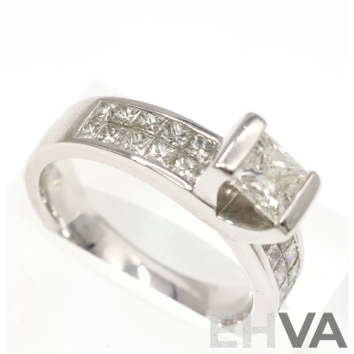 18ct Michael Hill Jewellers Diamond Engagement & Wedding Ring Set, TDW 1.51CT, Size L1/2, 11.79 Grams
