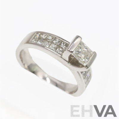 18ct Michael Hill Jewellers Diamond Engagement & Wedding Ring Set, TDW 1.51CT, Size L1/2, 11.79 Grams