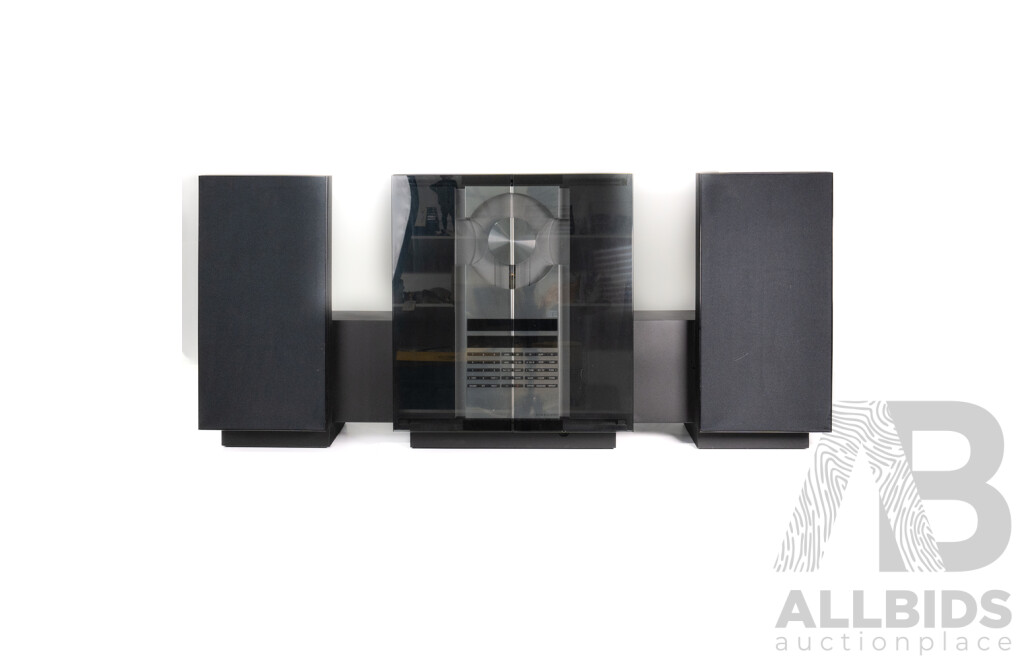 Danish Made Bang and Olufsen Beosystem 2300 CD Tuner with Pair Beolab 2300 Monitors, Remote Control and Instruction Booklets and Cables