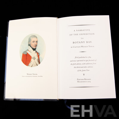 Limited Edition 55 of 212, A Narrative of the Expedition to Botany Bay, Watkins Tench, Edition Renard, Gaston, Renard, Melbourne, 2004, Case Bound in Half Navy Ox Skin & Moire Cloth Sides