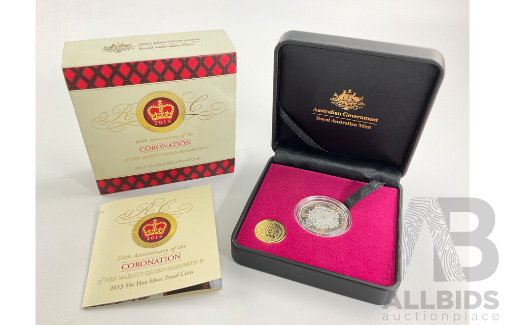 Australian RAM 2013 Silver Proof Fifty Cent Coin, QE2 60th Anniversary Coronation .999