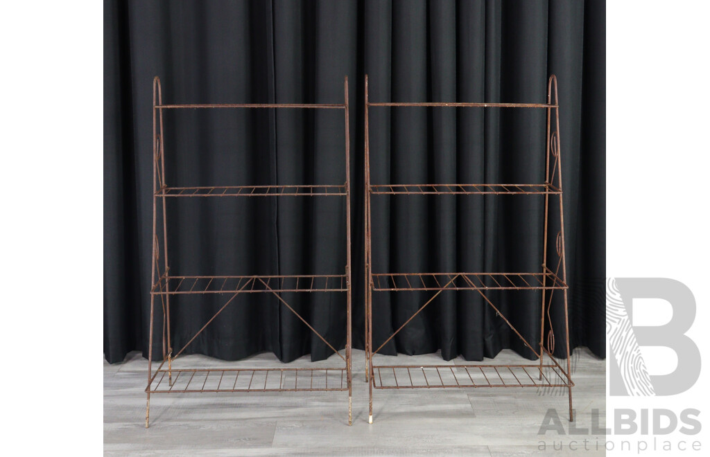 Pair of Vintage Wire Work Four Tier Plant Stands