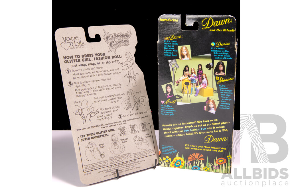 Original Dawn Doll Series Denise, Sealed in Box Along with Glitter Girls by Vouge Dolls Sealed on Card