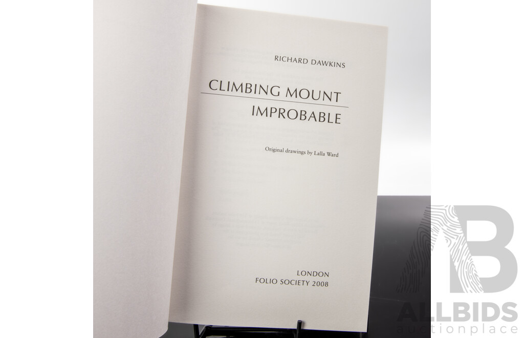 Two Folio Society Publications Comprising The Descent of Man, Charles Darwin, 2003 & Climbing Mount Improbable, R Dawkins, 2009, Both Hardcovers in Slip Cases