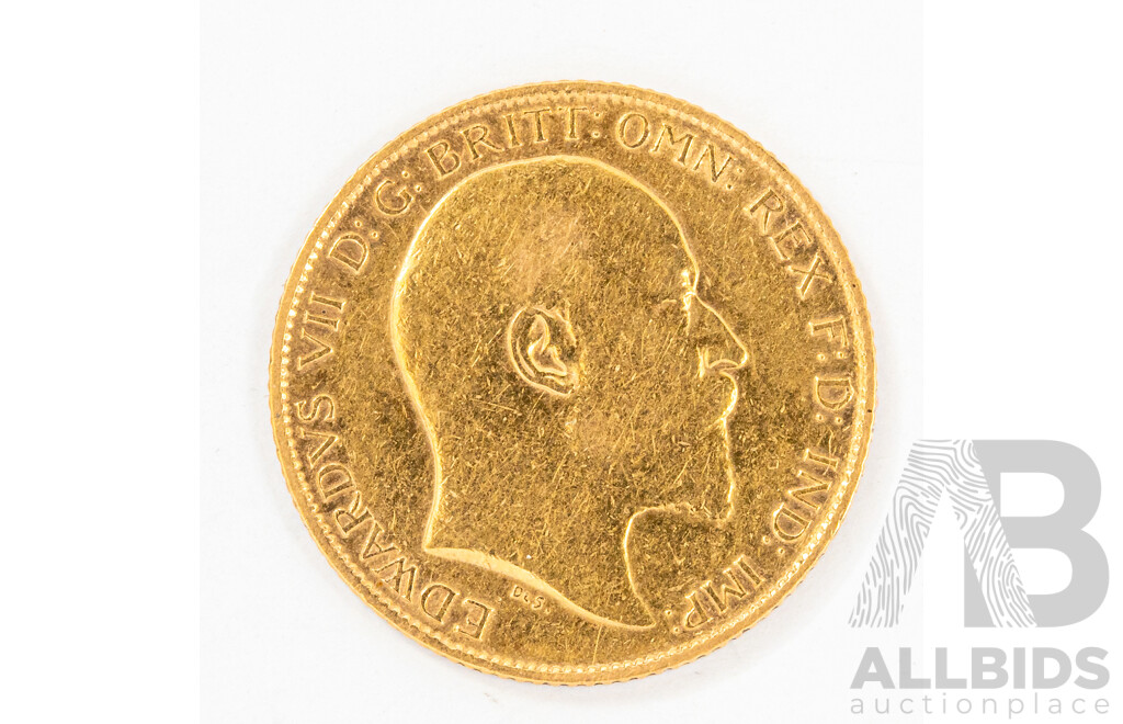 Australian 1907 KEVII Gold Half Sovereign, Melbourne Mint .917
