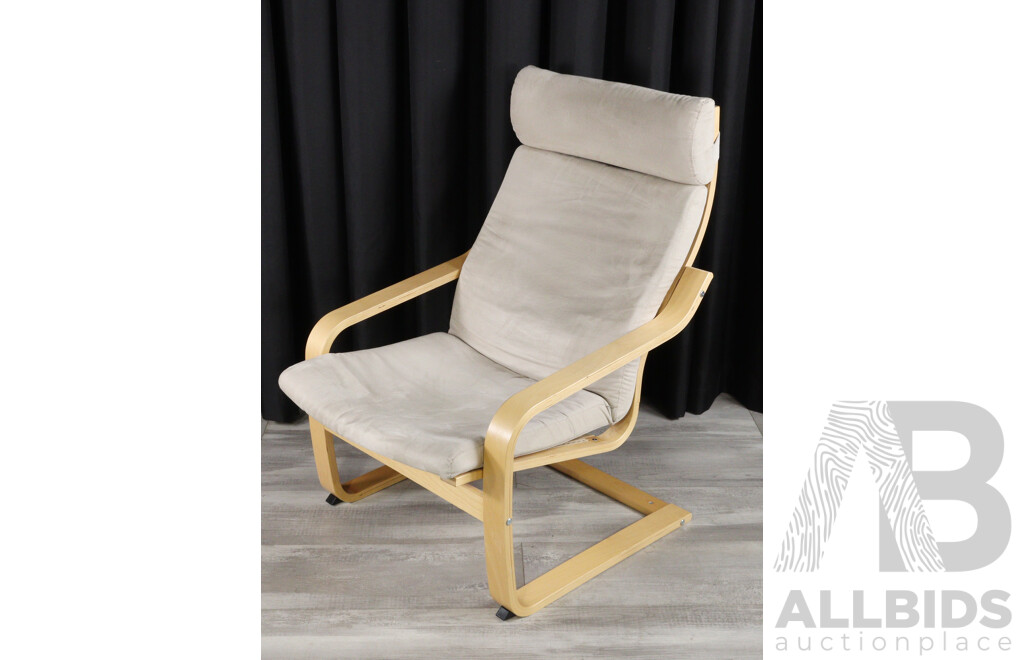 Pair of Similar Ikea Canter Lever Lounge Chairs and Single Ottoman