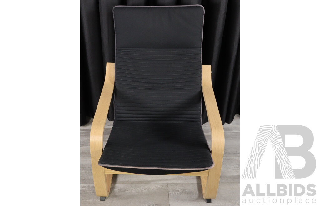Pair of Similar Ikea Canter Lever Lounge Chairs and Single Ottoman
