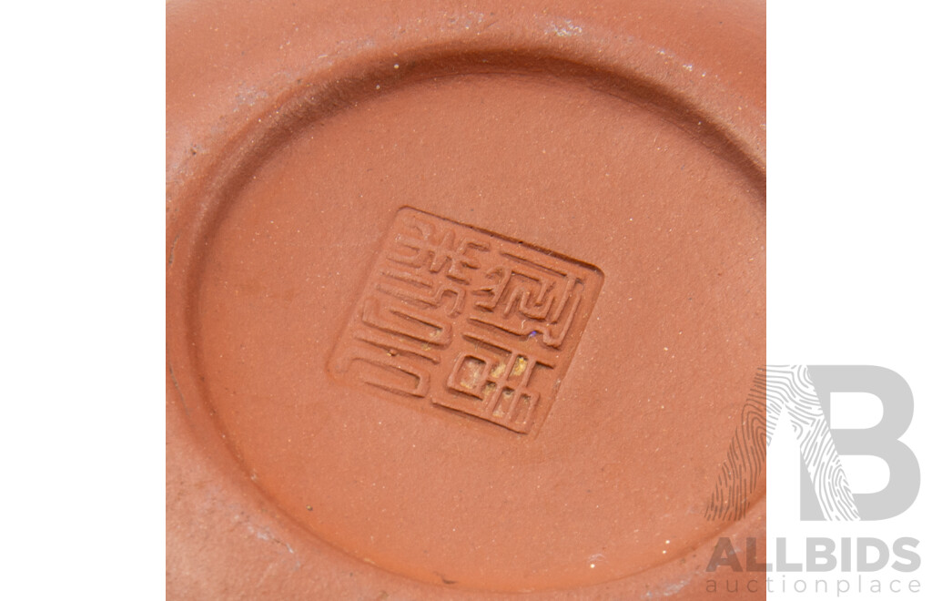 Collection Three Chinese Yi Xing Teapots Including Example with Moving Dragon to Lid
