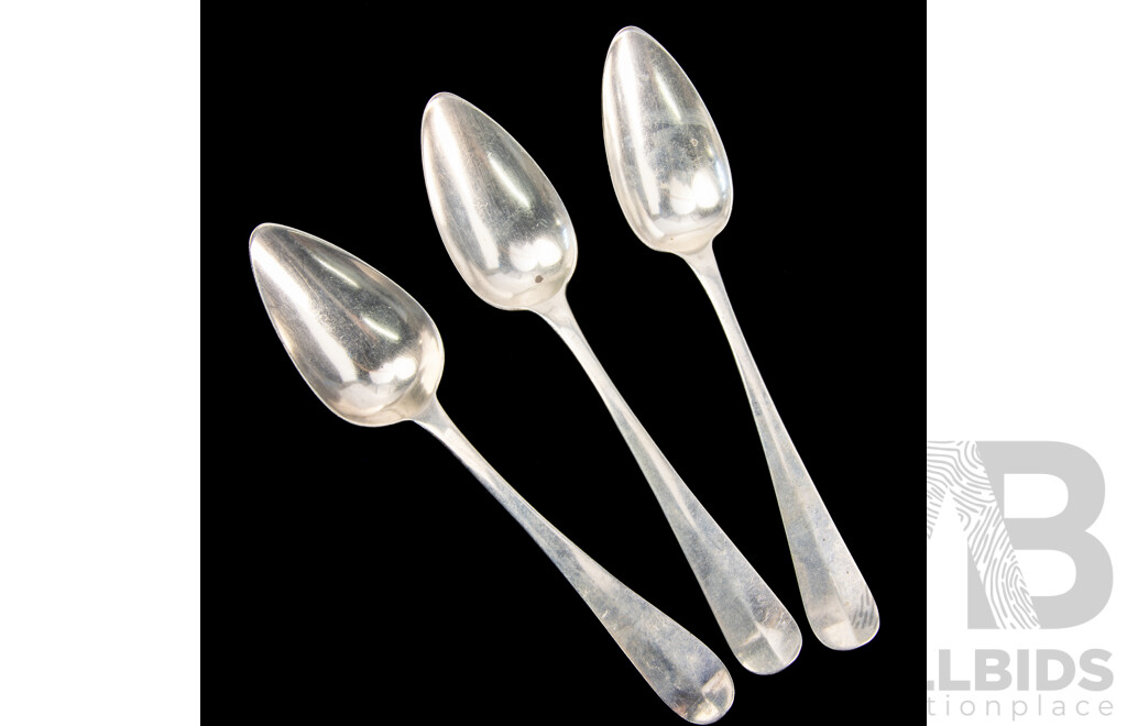 Collection Three Antique .833 Silver Dutch Table Spoons, 1860, Johanna Maria Brunig
