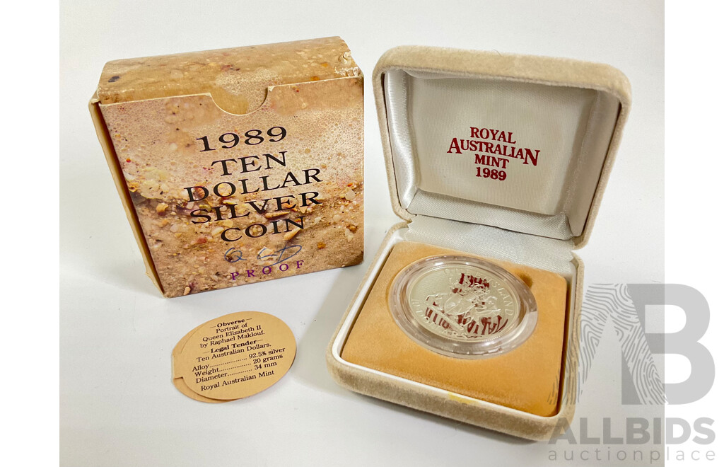 Australian RAM 1989 Silver Proof Ten Dollar Coin, State Series Queensland .925