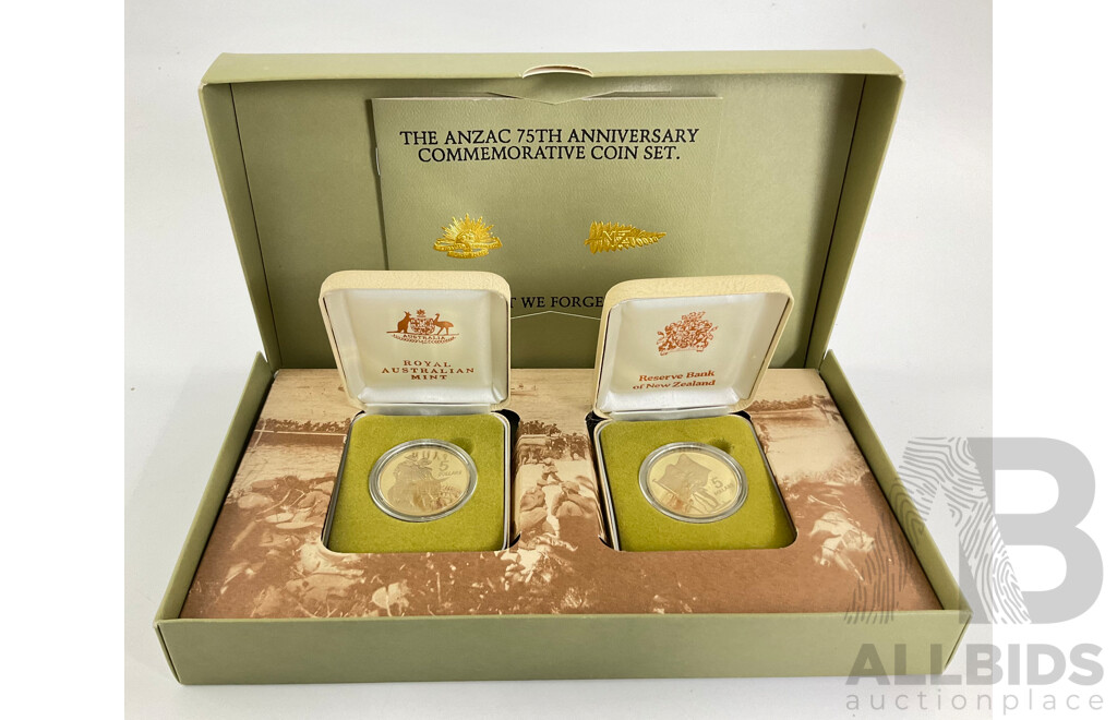 Australian RAM 1990 Two Five Dollar Coins, ANZAC Commemorative Set