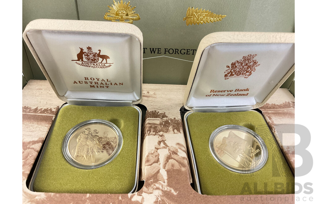 Australian RAM 1990 Two Five Dollar Coins, ANZAC Commemorative Set
