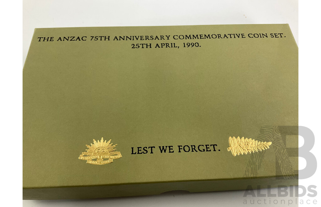 Australian RAM 1990 Two Five Dollar Coins, ANZAC Commemorative Set