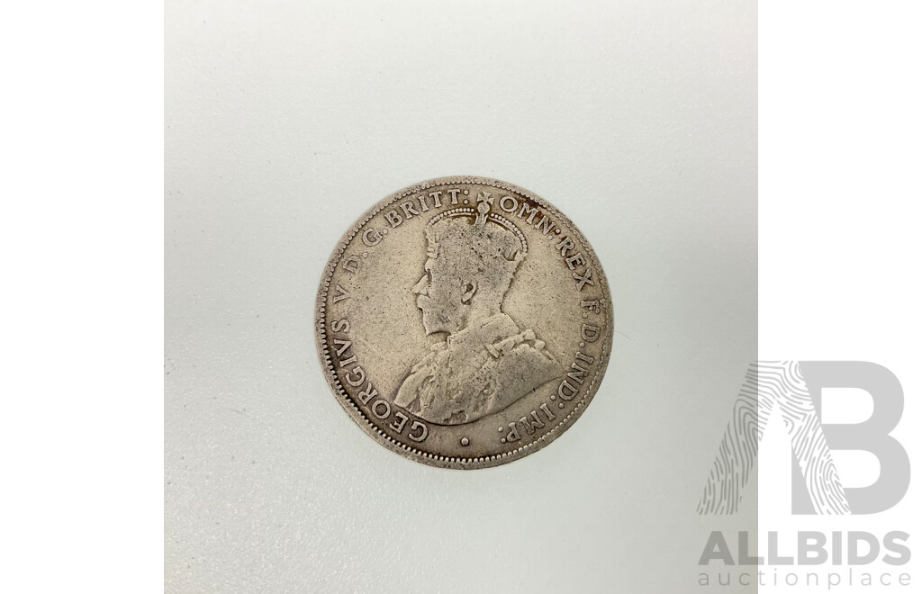 Australian 1914H KGV Silver Florin, Birmingham Mint .925