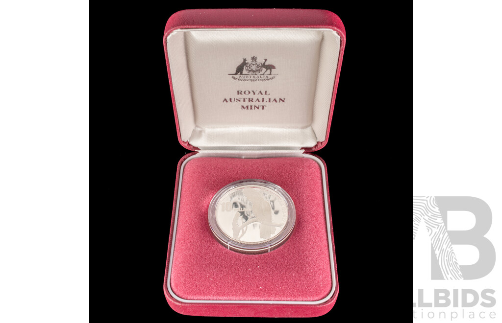 Australian RAM 1997 Silver Piedfort Ten Dollar Coin, Australia's Endangered Species, South Eastern Red Tailed Black Cockatoo .925