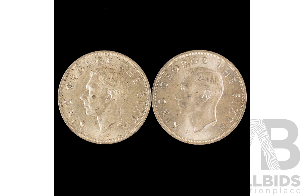 Two New Zealand 1949 Commemorative Silver Crowns .500
