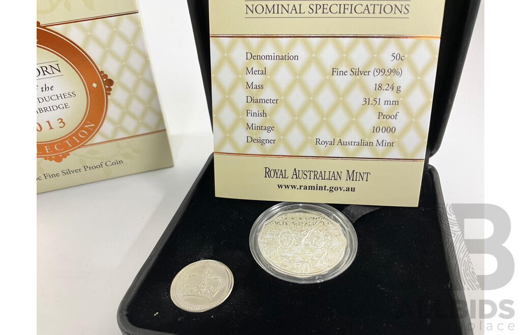 Australian RAM 2013 Silver Proof Fifty Cent Coin, First Born of Duke and Duchess of Cambridge .999