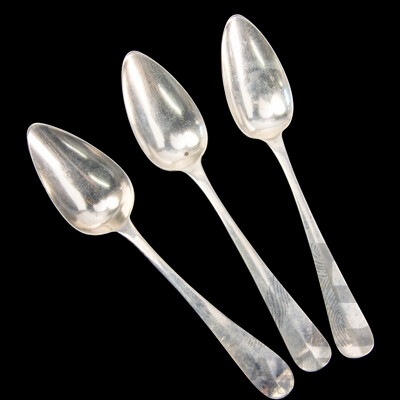 Collection Three Antique .833 Silver Dutch Table Spoons, 1860, Johanna Maria Brunig