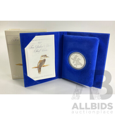 Australian RAM 1989 Silver Proof Ten Dollar Coin, Birds of Australia, Kookaburra .925