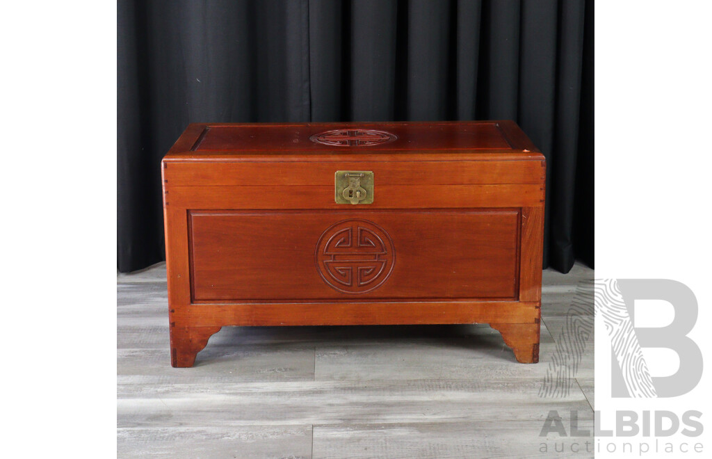 Chinese Hardwood Lift Top Trunk