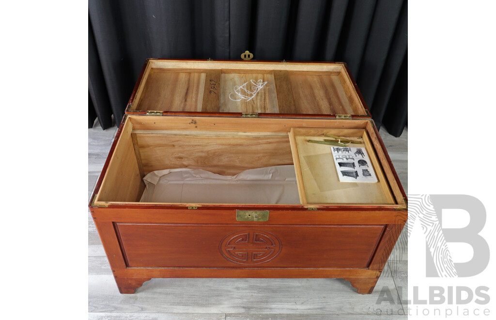 Chinese Hardwood Lift Top Trunk