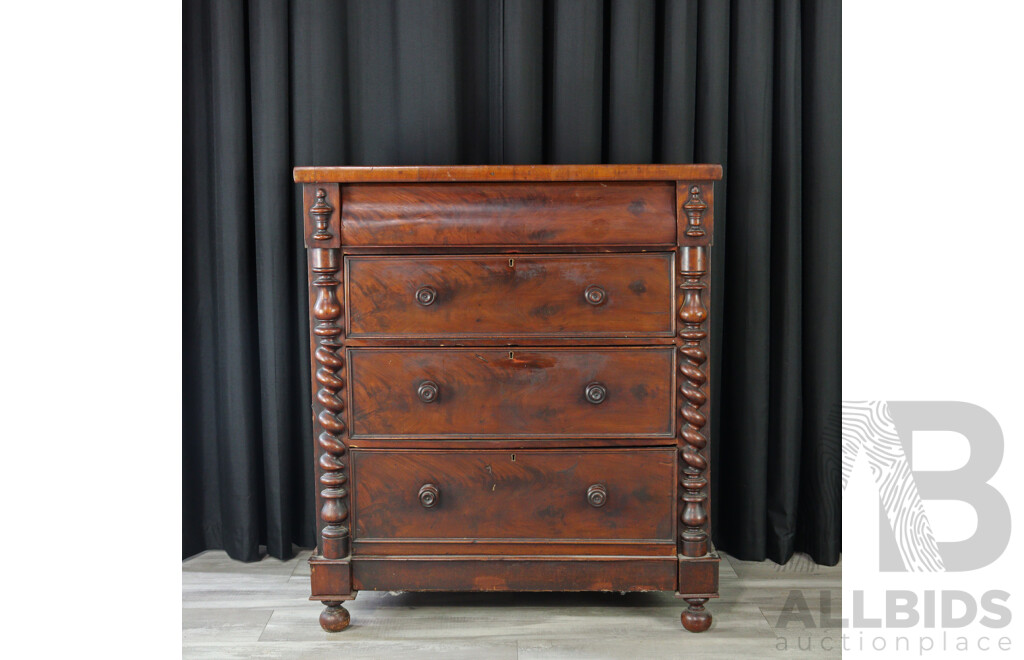 Victorian Mahogany Chest of Four Drawers