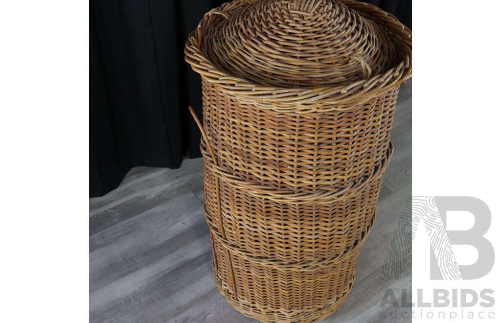 Oversized Cane Basket with Lid