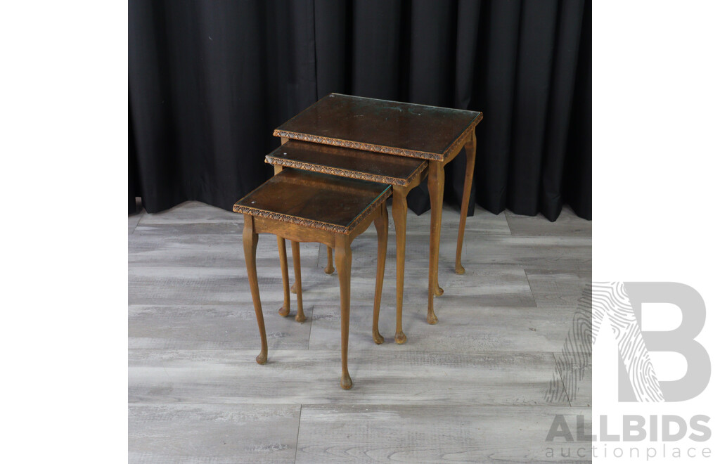 Nest of Three Walnut French Style Side Tables