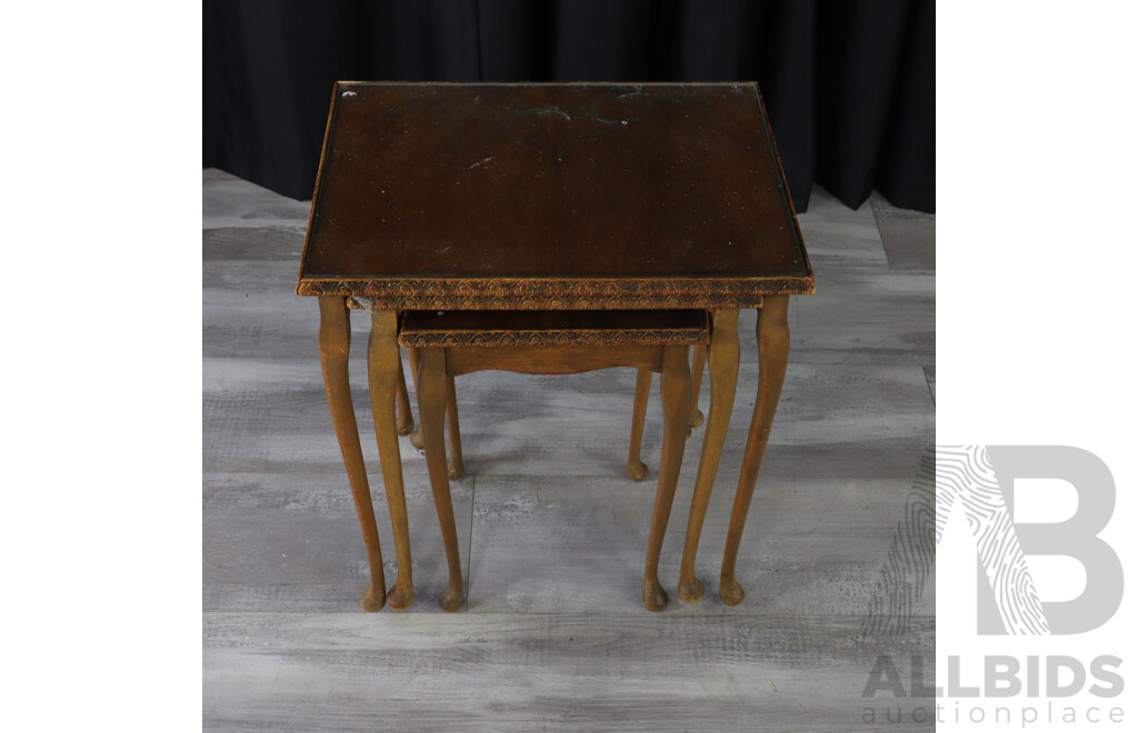 Nest of Three Walnut French Style Side Tables